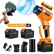 Cordless Leaf Blower, 3-in-1 Brushless Blower Vacuum, 21V 4.0Ah 2 Batteries, 300MPH 580CFM for Yard Cleaning, Orange