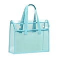 thumbnail image 1 of Handheld Organizer File Folder Transparent Plastic Test Paper Storage Bag Large Capacity Waterproof Briefcase Style File Document Meeting Paper Holder For Office Supplies, 1Pc(Blue,13x3.5x10"), 1 of 8