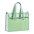 thumbnail image 1 of Handheld Organizer File Folder Transparent Plastic Test Paper Storage Bag Large Capacity Waterproof Briefcase Style File Document Meeting Paper Holder For Office Supplies, 1Pc(Green,13x3.5x10"), 1 of 8