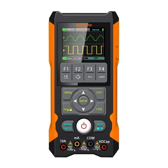 Handheld Oscilloscope Multimeter Waveform Generator 3 in 1 Automotive Oscilloscope 2 Channel 80Mhz Bandwidth 200Msps Sampling Rate Signal Generator Digital Scope Meter Multimeter