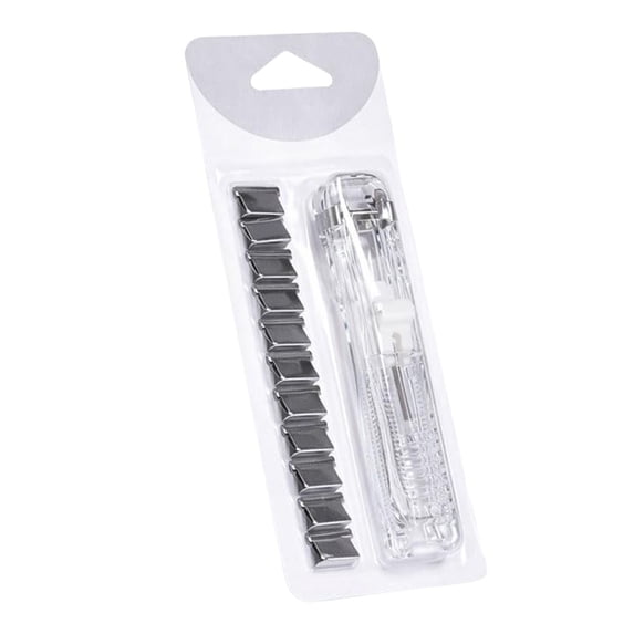 Handheld Paper Clam Clip Dispenser, Portable Fast Paper Clipper with 8 Reusable Silver Metal Clips for Desktop Document Office/Classroom/Home, white