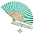 thumbnail image 1 of Handheld Paper Fan with Gift Box, Decorative Portable Fan Set, for Party Use, Personal Collection, Daily Cooling and Event Keepsake, by Cosmug, Mint Green, 1 of 2