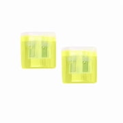 Handheld Pencil Sharpener,Pencil Sharpener Manual,Double Hole Pencil Sharpener, Two Holes Manual pencil sharpener for Standard Pencils, Large Colored PencilsYellow 2pcs 1.6in