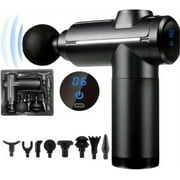 Handheld Percussion Massage Gun, USB Rechargeable, 32 Speed Levels, Portable Handheld Massage Device for Deep Tissue Relief, Black