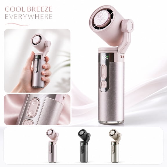 Handheld Personal Fan, Battery Powered Fan Rechargeable, Camping Fan Battery Powered, Rechargeable Personal Cooling Fan, 6X2X2 Inch Beige Compact Portable Cool Air Fan, Adjustable