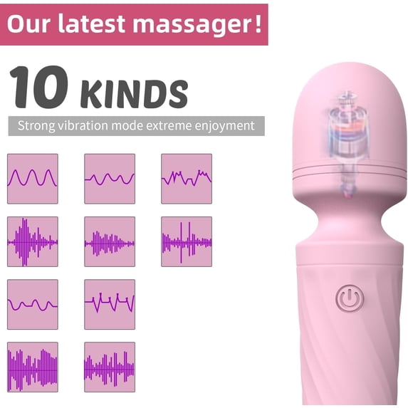 Handheld Personal Mini Massager Tool– Waterproof, USB Rechargeable, 10 Vibration - Perfect on Back Legs Hand Pains and Sports Recovery(Light Pink)