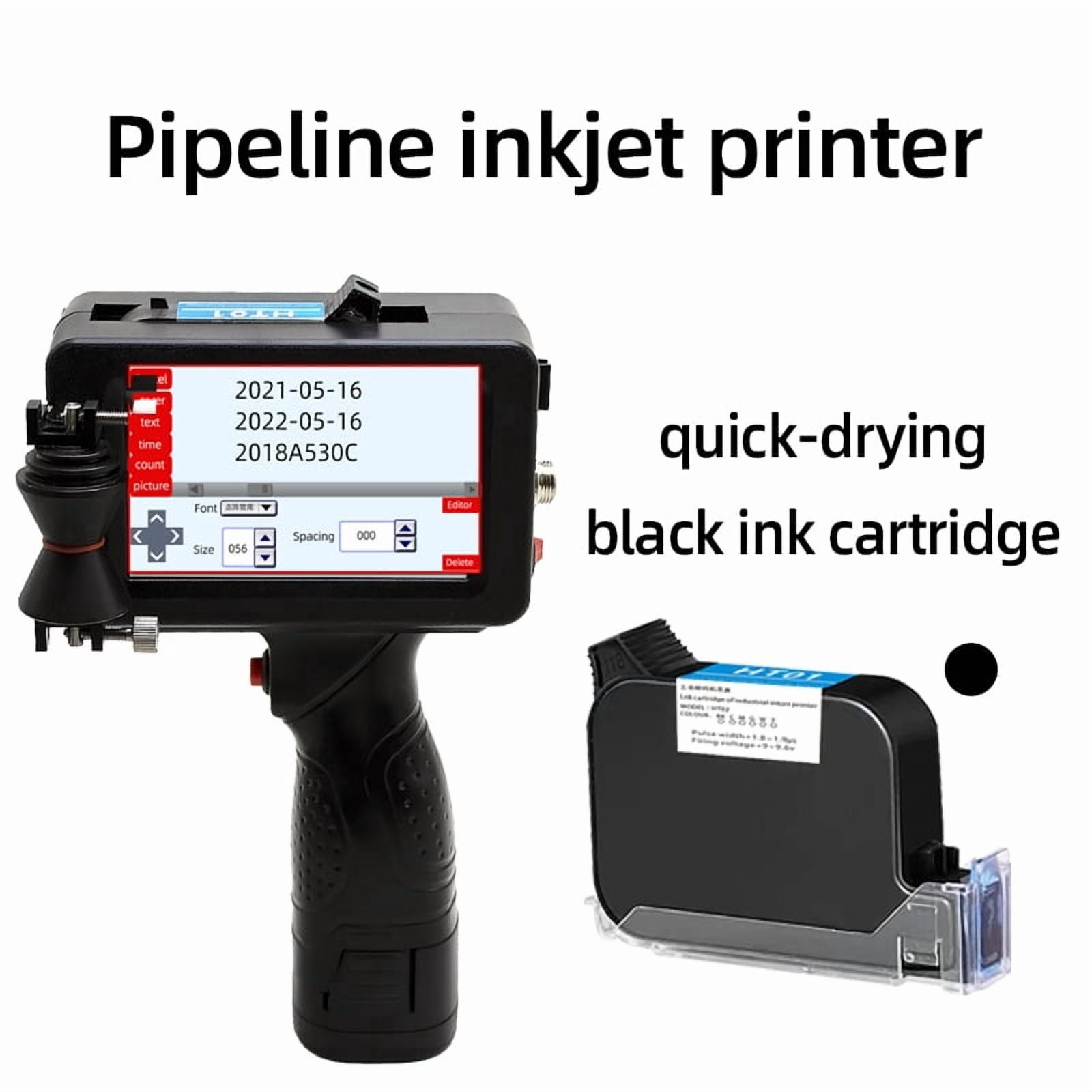 Handheld Pipe Inkjet Printer, Steel Pipe Cable Label Lot Code Machine Portable Printer, Fast Drying Color Fade Resistant ,Versatile Surface Compatibility