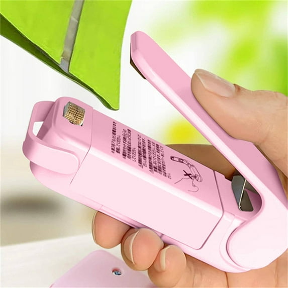 Handheld Plastic Bag Sealer - Portable Mini Food Sealing Machine for Snacks,Leftovers & More | No Preheating | Magnetic Base | Compact Design | Easy to Use | White/Pink(Pink)