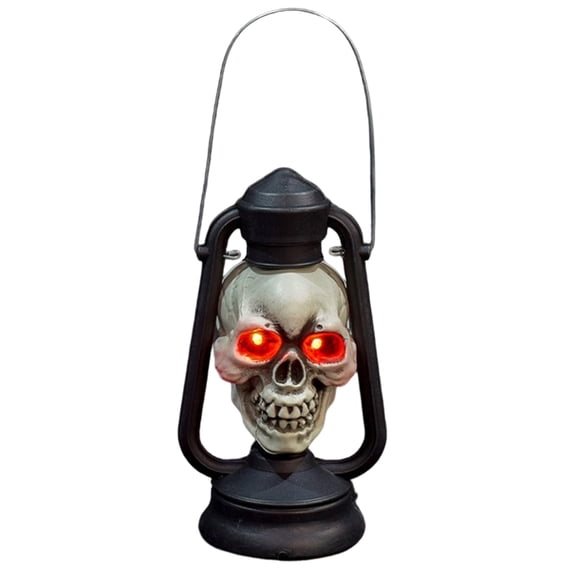 Handheld Plastics Skull Shape Hand Carry Lamp Head Light With Handle For Party Decorations And Halloween Themed Event