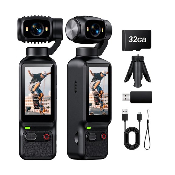 MUOXUEQN 4K Handheld Sports Camera, 1.97 Inch HD Screen Action Video Camera with Memory Card, Black