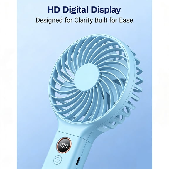Handheld Portable Fan 5000Mah Rechargeable Battery 6-Speed Wind Speed Led Digital Display Folding Mini Travel Fan