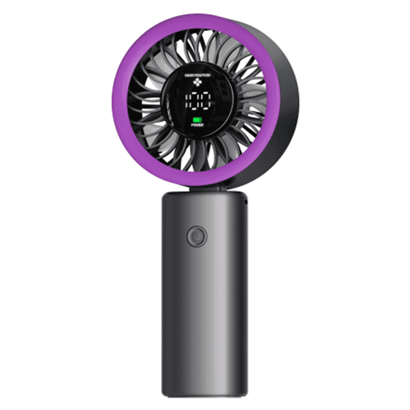 Handheld Portable Fan F30 4000mAh Rechargeable Battery LED Digital Display 100 Speed Wind Foldable Electric Personal Mini Travel Fan Black