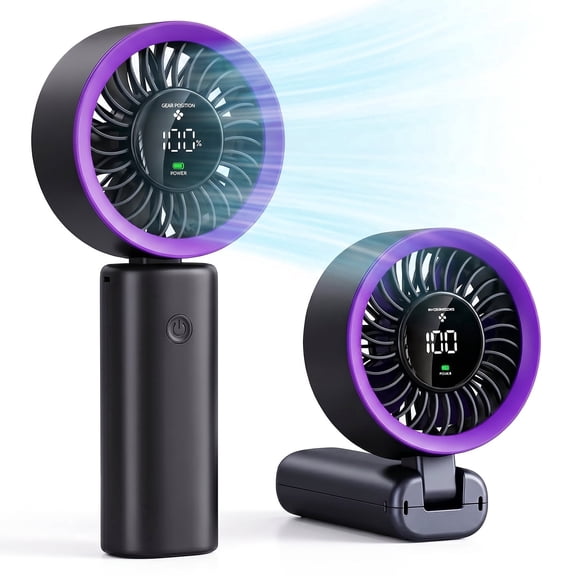 Mighty Rock 100-Speed Rechargeable Battery LED Digital Display Foldable Electric Personal Mini Travel Fan