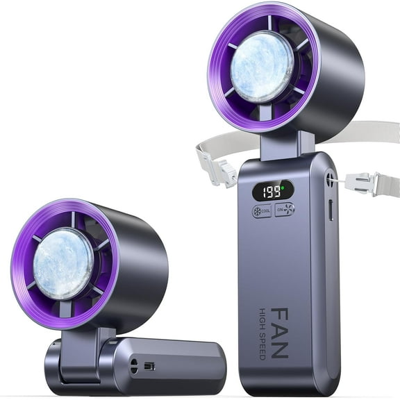 Handheld Portable Fan with Ice Cooler, 20000 RPM High Speed, 20H Cooling, 5500mAh Rechargeable, Mini Personal Fan for Travel Outdoor Home Office, Lightweight Pocket Size