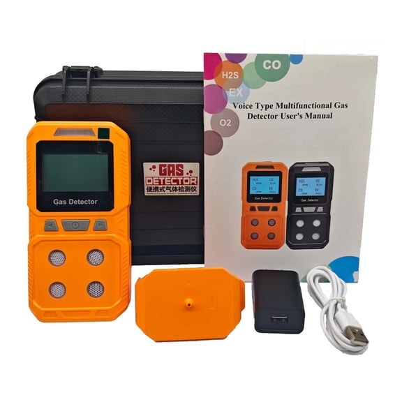 Handheld Portable High Precision 4-in-1 Gas Detector - Combustible & Toxic Hazardous Gas Meter O2 CO H2S Analyzer Rechargeable