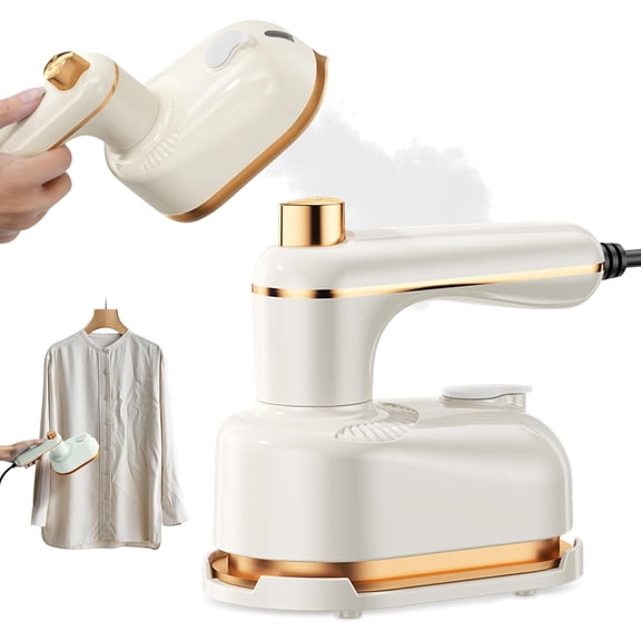 Handheld Portable Iron, 1000W 2-in-1 Mini Travel Steamer and Iron for Clothes, 10-Second Fast Heat-Up with Anti-Scalding Base,180° Swivel Handle for Home and Travel Use