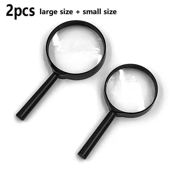 Handheld Portable Magnifying Glass for Reading, Hobbies & Close Inspection Crystal Clear Optical Lens, Ergonomic Non-Slip Handle, Large & Small Size Options