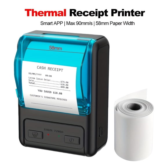Handheld Portable Receipt Printer | 58mm Wireless Thermal POS Printer for Small Business, 2-inch Mini Mobile Ticket Printer for Android & Windows, USB Rechargeable Battery