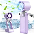 thumbnail image 1 of TNYXORIX Portable Handheld Personal Fan with Ice Cooler,Rechargeable 199 Speed Mini Table Pocket Fan 15000 RPM,up to 20Hrs Cooling,for Travel Outdoor,Office,Camping,Hiking-Purple, 1 of 8