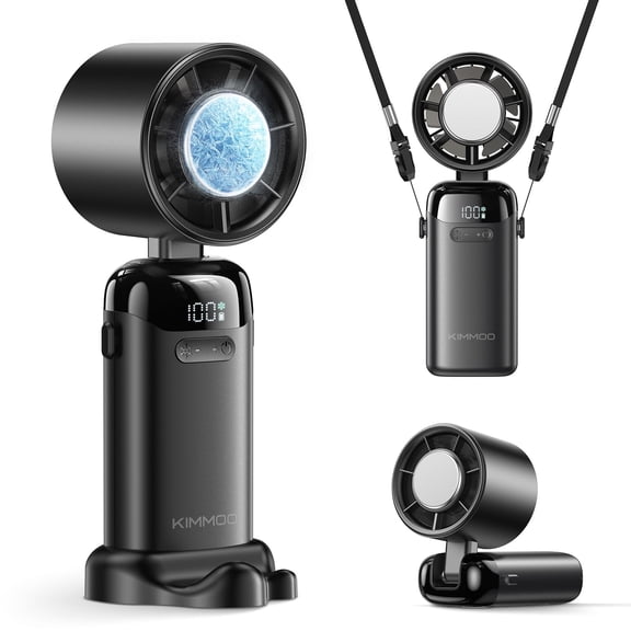 Handheld Portable Turbo Fan with Ice Cooler, Powerful 21000 RPM, Speed (1-199), Up to 14Hrs Cooling, Rechargeable Personal Fan, Small Pocket Hand Fans for Travel/Outdoor/Home/Office (Black)