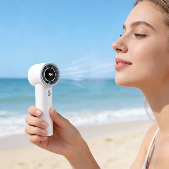 Handheld Portable Turbo Fan, Rechargeable Personal Fan,Powerful Mini Personal Fan for Travel, Outdoor, Beach & Makeup ,Usb Rechargeable Personal Cooling Fan for Beach, Camping