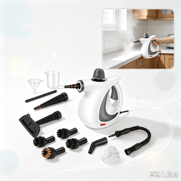 Handheld Pressurized Steam Cleaner, 12 Pcs Accessory Kit, Multipurpose Cleaning Steamer for Home, Car, Floor, Upholstery, Tile & Grout (Deep Gray)