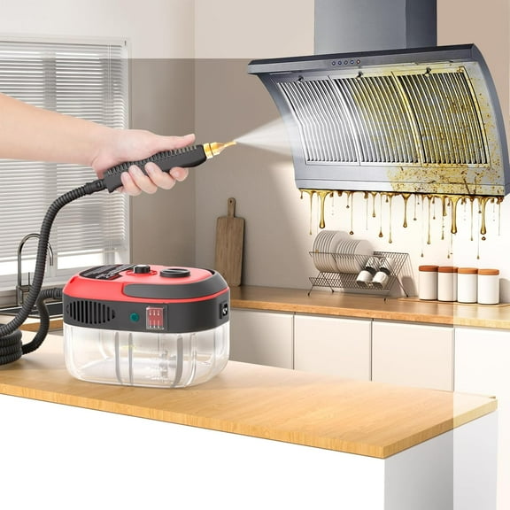 Handheld Pressurized Steam Cleaner, 2500W High Temp Portable Cleaning Machine for Couch, Auto, Floor and More (Red)