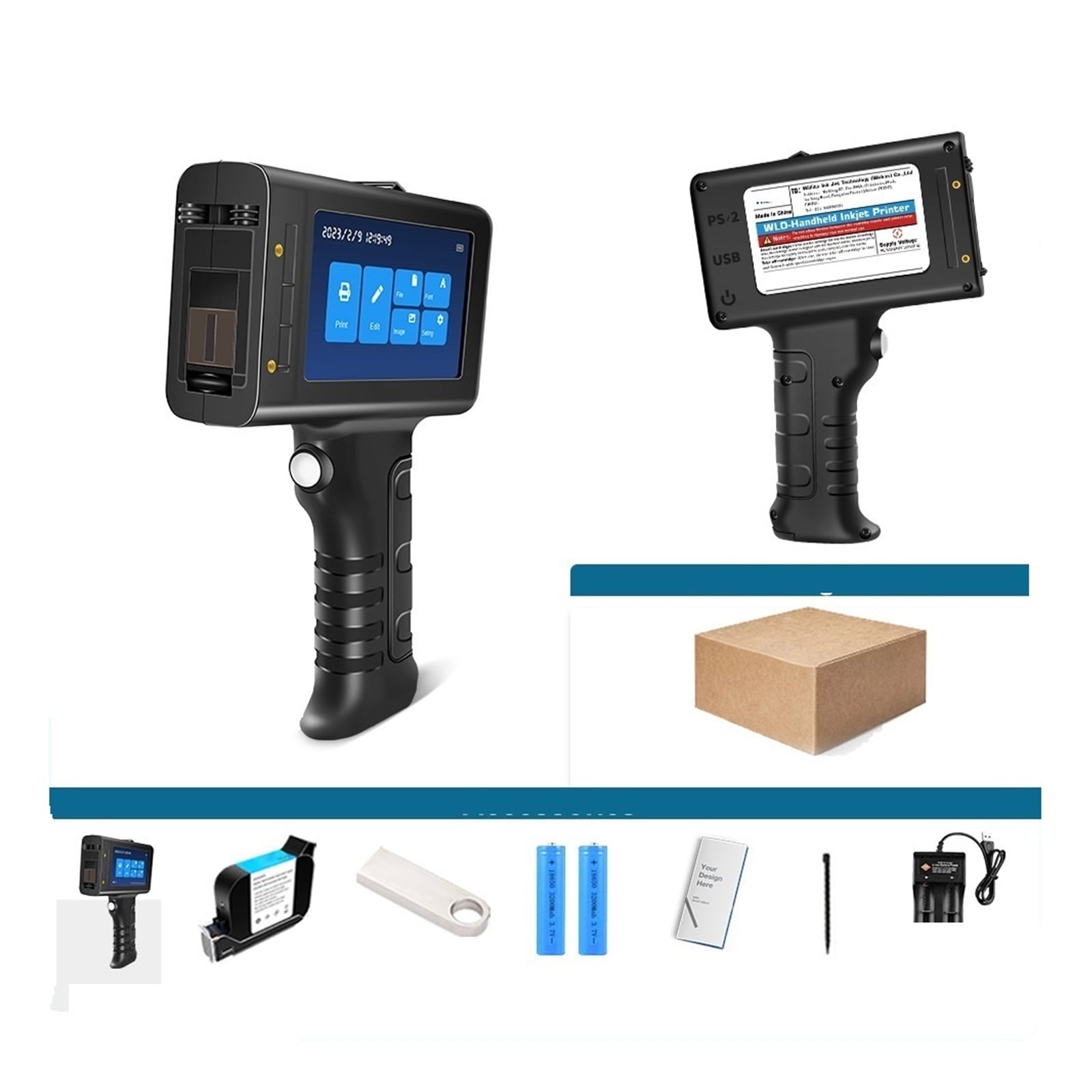 Handheld Printer Portable Inkjet For Metal Barcode Logo Bulk QR Code Plastic, Smart Thermal Printer ,Fast Printing