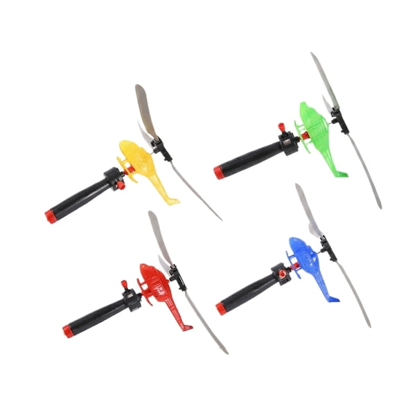 Handheld Pull-String Powered Helicopter Toy Outdoor Airplane Flyer Random Color