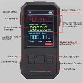 Handheld Radiation EMF Meter, Detects Electric, Magnetic Fields W/ Audible Alert