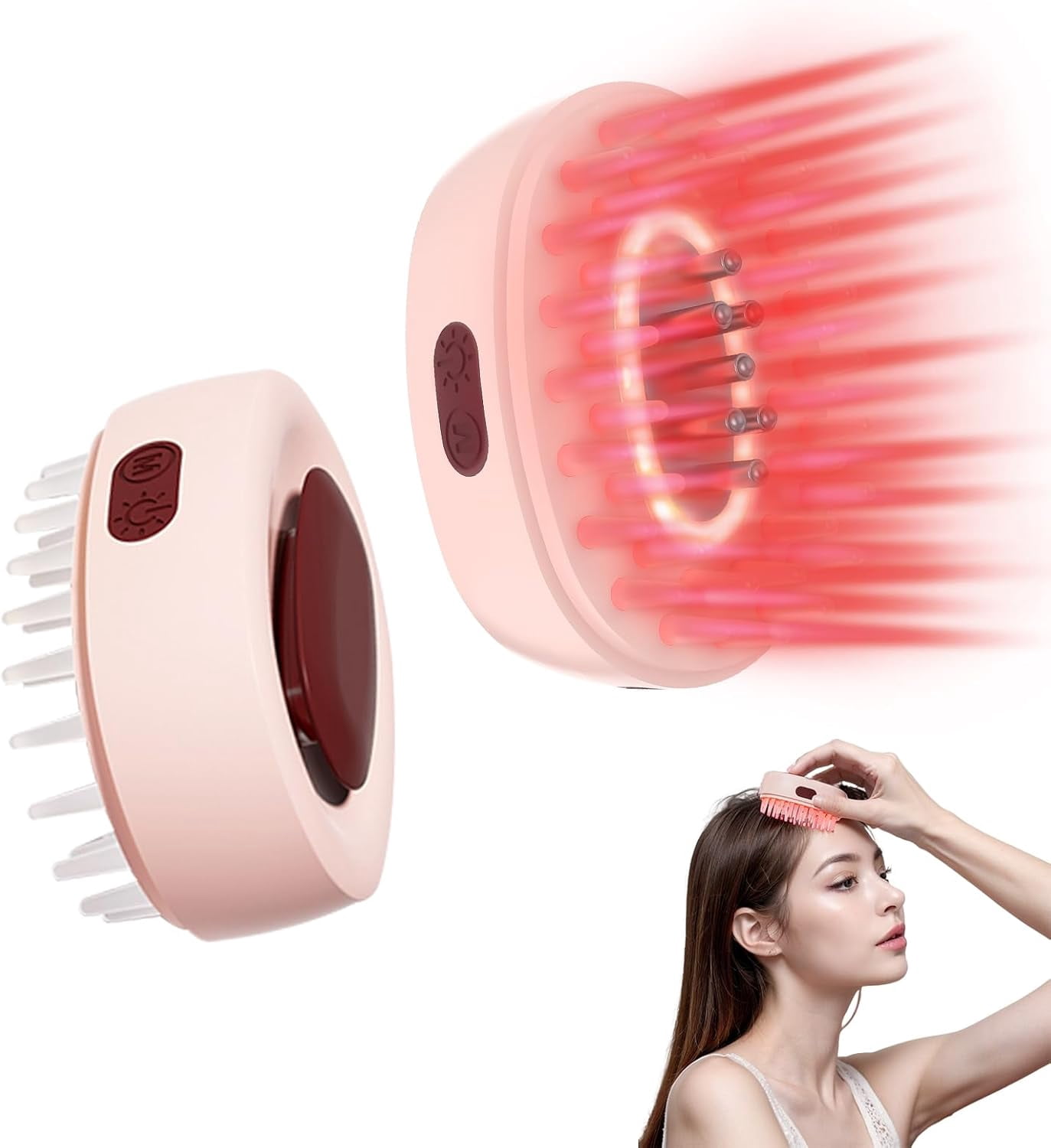 Handheld Red Light Scalp Massager Comb, 3-in-1 Vibrating Scalp Care Tool for At-Home Relaxation and Supporting Hair Care Routines, Portable & Rechargeable