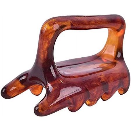 Handheld Resin Massager,Neck Shoulder Back Resin Massager Guasha Relieve Bursitis, Eliminating Excess Body Fat Deposition Body Massage Tool Dark Brown