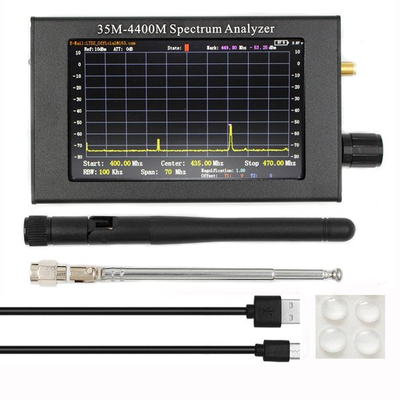 Handheld for SPECTRUM Analyzer 35M-4400MHz with 4.3 Inch TFT LCD, Aluminum Alloy Case, for STM32 Controller for Walkie-Talkie and 2.4G WiFi Signal Testing