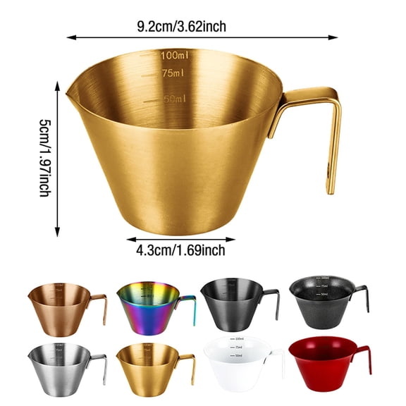 Handheld Scale Measuring Pitcher Heavy Duty 304 Stainless Steel Liquid Measuring Cup-Red