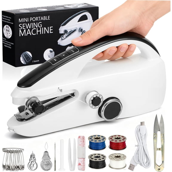 Handheld Sewing Machine for Beginners, Easy to Operate and  Stitch Suitable for Clothes,Fabrics and Quick  Repairs for Mom Birthday Valentine's Day Christmas Gifts(White)