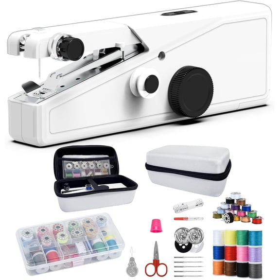Handheld Sewing Machine For Beginners, Mini Sewing Machine Portable, Easy To Use & Includes Sewing Kit, DIY Projects at or the Go, Sewing Machine for Adults and Beginners.White