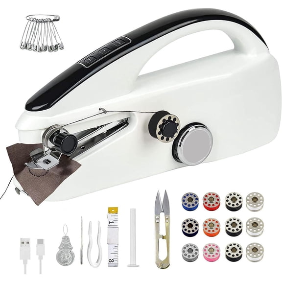 Handheld Sewing Machine for Beginners, Portable Mini Hand Sewing Machine for Quick Stitching, Electric Lightweight Easy to Use, Travel & DIY, Repairs for Clothes & Fabrics