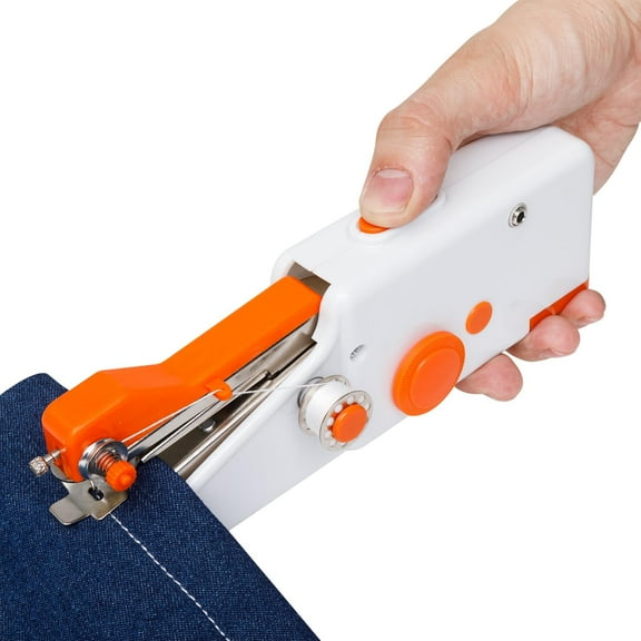 Handheld Sewing Machine CS101,Sewing Machine for Beginners,Portable Electric Mini Samll Hand Held Kit for Adults and Kids Ages 8-12 Included Mannual and Accessories,Quick Stitching,White and Orange