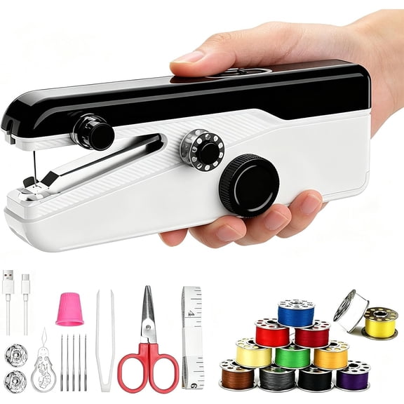 Handheld Sewing Machine, Heavy Duty Mini Sewing Machine 2-Speed 2 Power Modes Quick Sewing Kit Hand Sewing Machines Stitching for Beginners Adult, Portable Sewing Machine Suitable for DIY//Travel