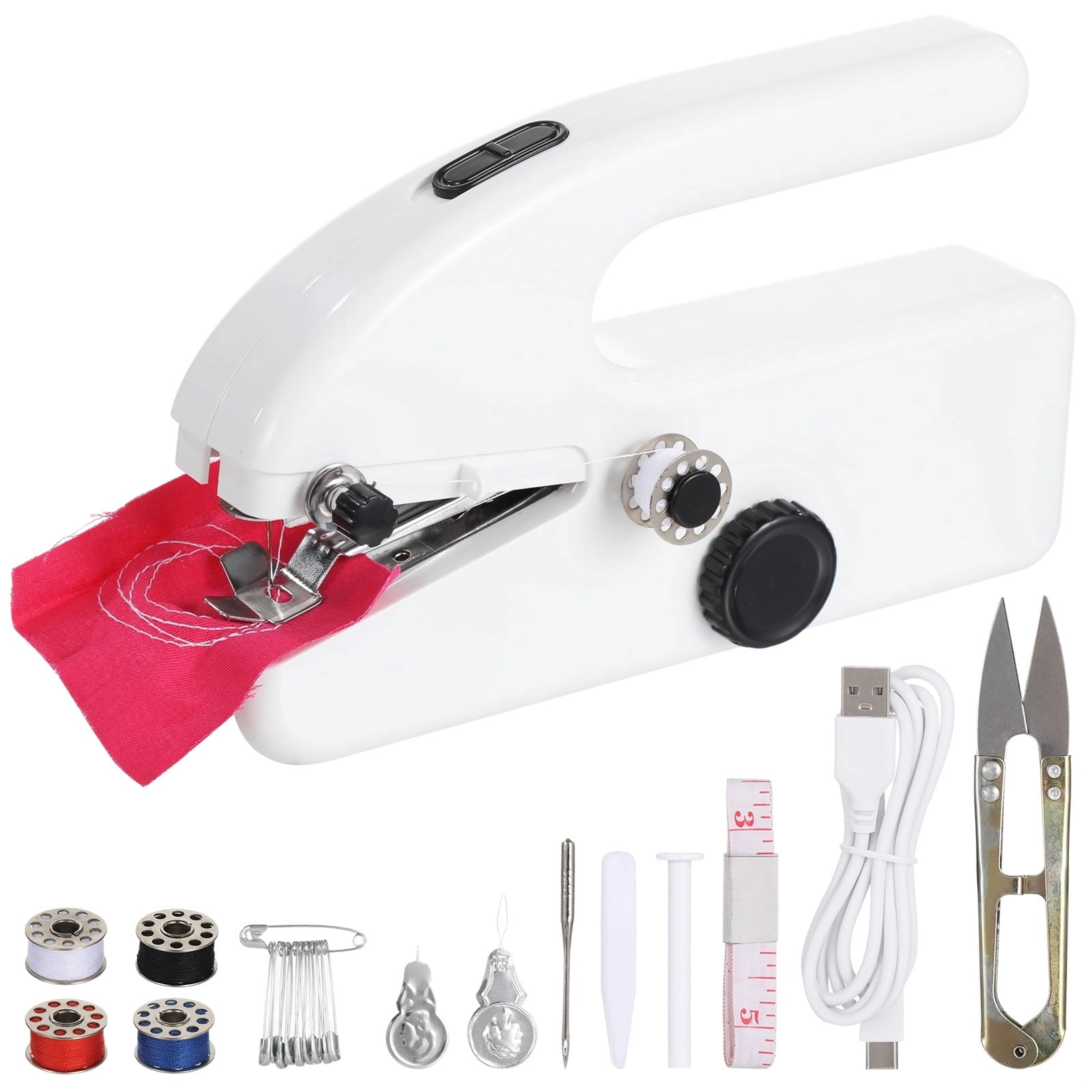 Handheld Sewing Machine Kit, Portable Electric Stitcher for Novices, Dual Speeds, USB or Battery Operated, Comprehensive Set with Tools, Fabric DIY Repairs, Home Application