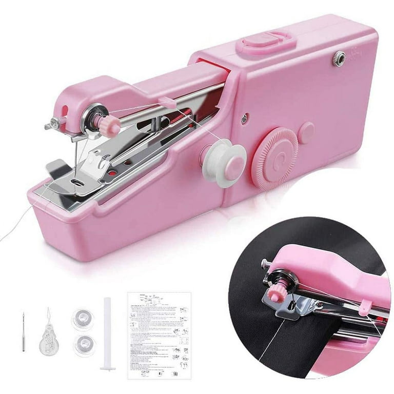 Handheld Sewing Machine, Mini Sewing Machine Sturdy Easy Operation  Continuous Lines Lightweight For Office Black,Pink