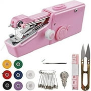 Handheld Sewing Machine, Mini Portable Electric Sewing Machine for Adult, Easy to Use and Fast Stitch Suitable for Clothes,Fabrics, DIY Home Travel, Pink