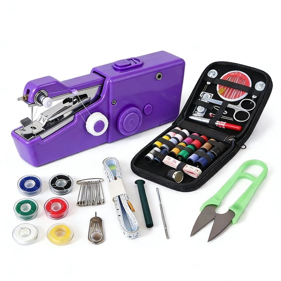 Handheld Sewing Machine - Mini Portable Electric Sewing Machine for Beginners - Quick Sew Tool for Fabric, Clothing, Kids' Cloth, Home DIY & Travel - Battery or Power Adapter Operated
