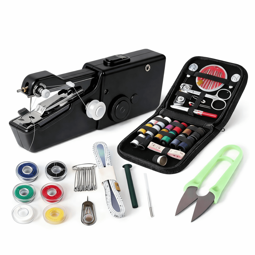 Handheld Sewing Machine - Mini Portable Electric Sewing Machine for Beginners - Quick Sew Tool for Fabric, Clothing, Kids' Cloth, Home DIY & Travel - Battery or Power Adapter Operated