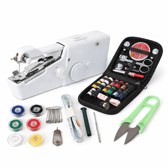 Handheld Sewing Machine - Mini Portable Electric Sewing Machine for Beginners - Quick Sew Tool for Fabric, Clothing, Kids' Cloth, Home DIY & Travel - Battery or Power Adapter Operated