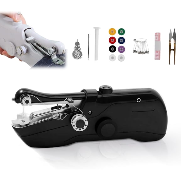 Handheld Sewing Machine, Portable Mini Electric Stitcher, Easy Fast Stitch for Clothes Fabrics, Beginner DIY Repair Sewing Kit for Home Travel (A set)