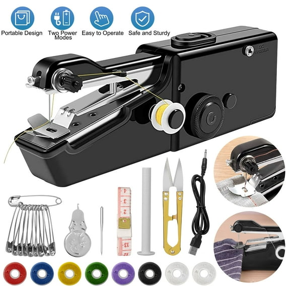 Handheld Sewing Machine, SUWU Cordless Mini Portable Sewing Machine, USB Electric Quick Stitch Fabric Pet Clothes DIY