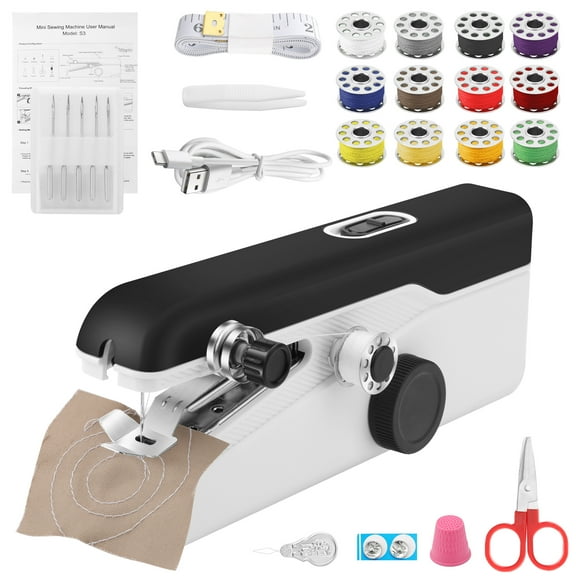 Handheld Sewing Machine, TSV Cordless Mini Portable Sewing Machine, USB Electric Quick Stitch Fabric Pet Clothes DIY