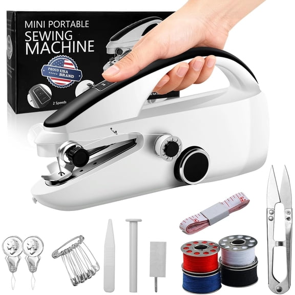 Handheld Sewing Machine,Two dear,Mini sewing machine,Easy to Use for Beginners and Stitch Suitable for Clothes,Fabrics and Stitch Suitable - Black