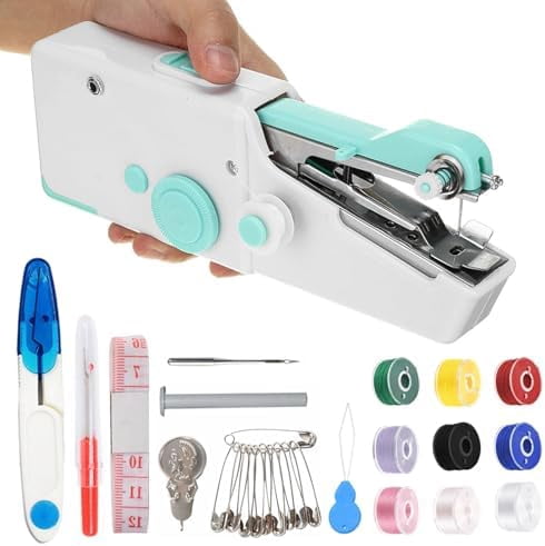 Handheld Sewing Machine for Quick Stitching,Mini Sewing Machine with Sewing Kits for Home,Travel,DIY (Blue)